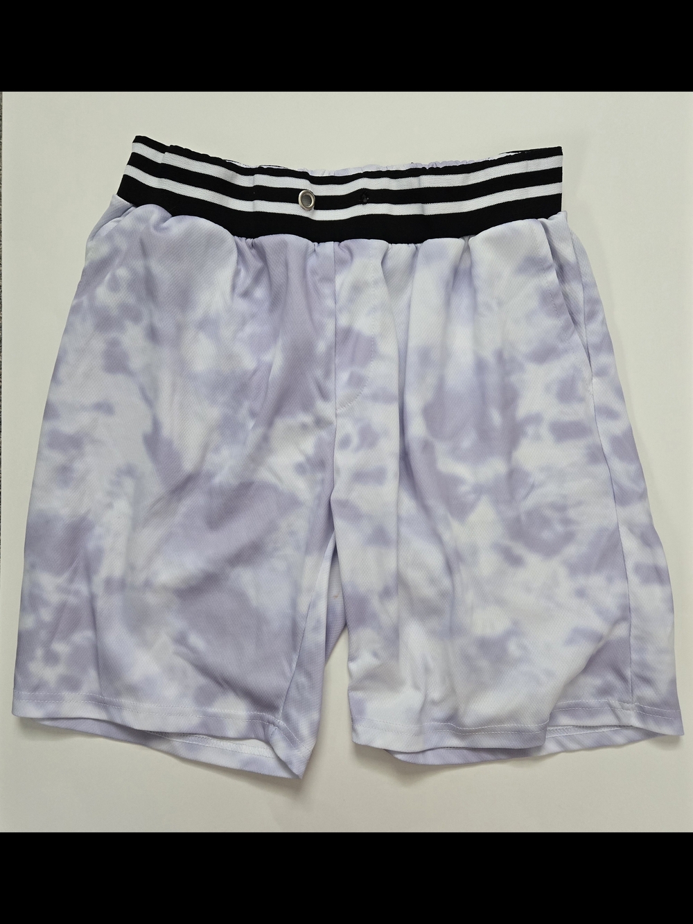 LIRA Tie Dye Men's Mesh Athletic Shorts Size M Lilac Contrast Elastic Waistband